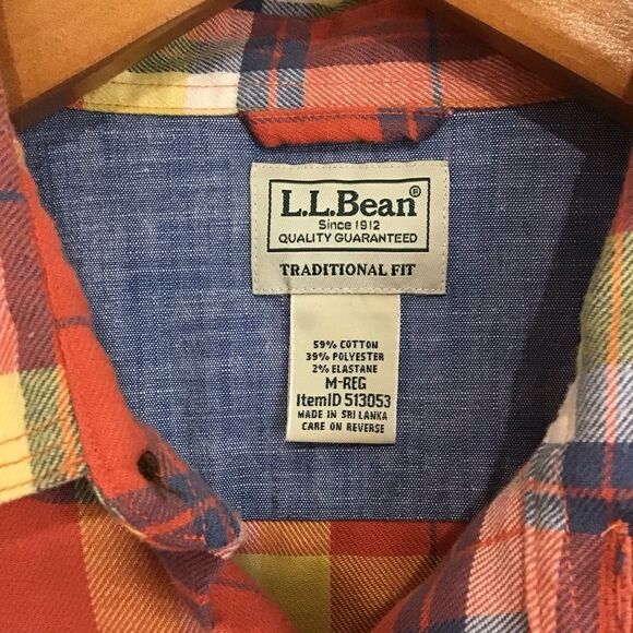 L.L. Bean‎ Men's Traditional Fit BeanFlex All Season Plaid Flannel Shirt M Reg - Picture 7 of 8